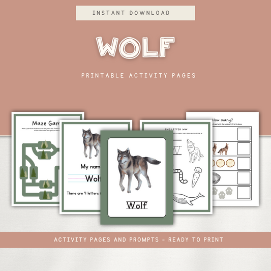 Wolf - Preschool Activity Pages - Chickadees Wooden Toys