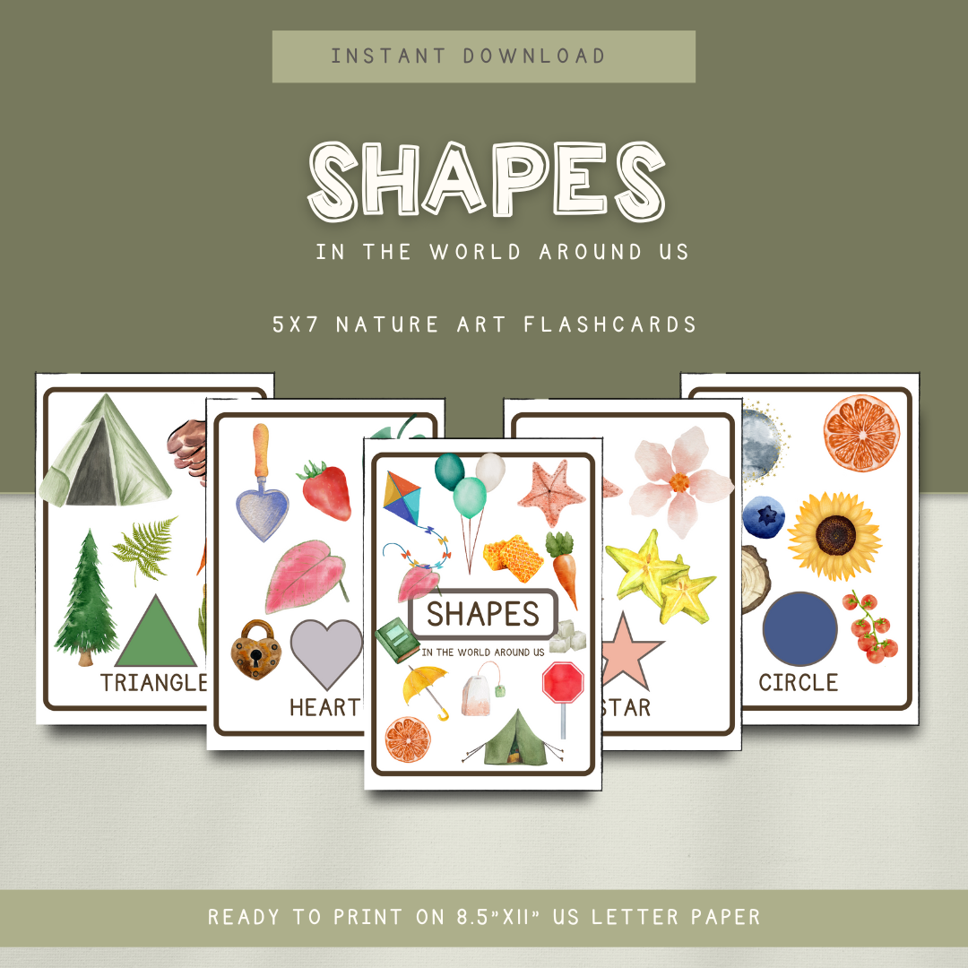Shapes in the World Around Us Flashcards - DIGITAL DOWNLOAD - Chickadees Wooden Toys