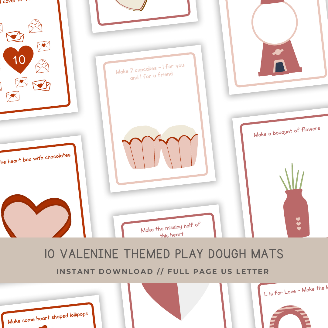 10 Valentine's Day Themed Play Dough Mats - Digital Download