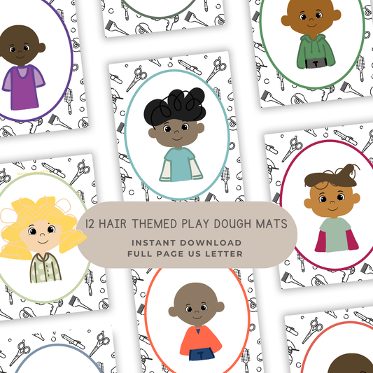 12 HAIR Themed Play Dough Mats - Digital Download - Chickadees Wooden Toys