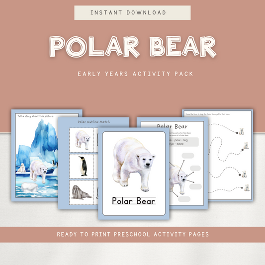 Polar Bear - Preschool Activity Pages - Chickadees Wooden Toys