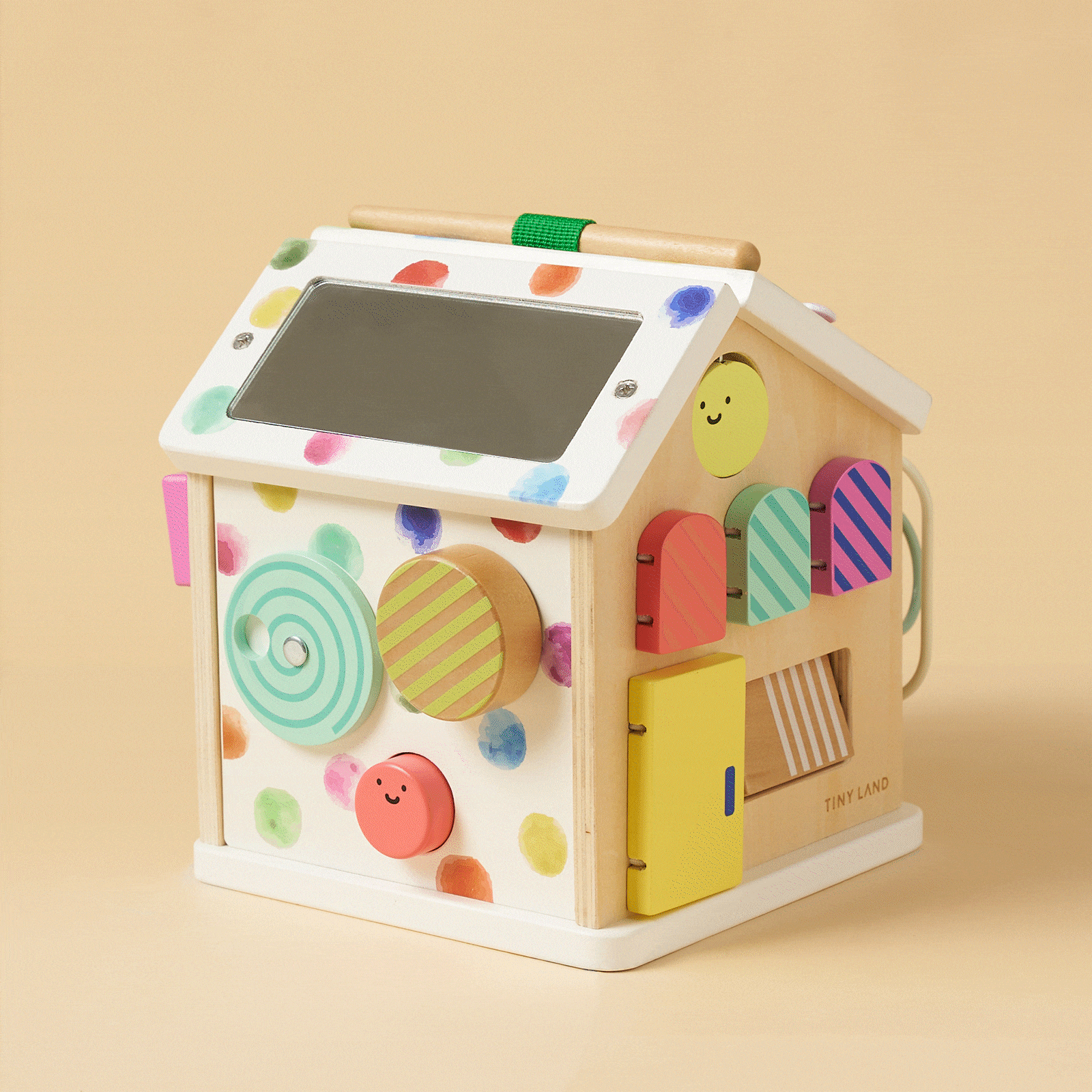Tiny Land® Cottage Activity Cube - Rainbow - Chickadees Wooden Toys