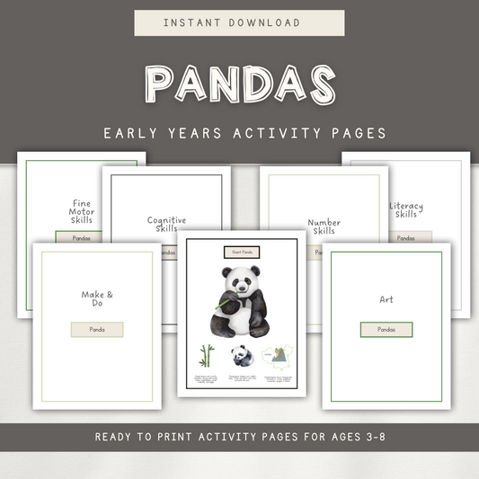 Panda Themed Activity Pages - Digital Download - Chickadees Wooden Toys