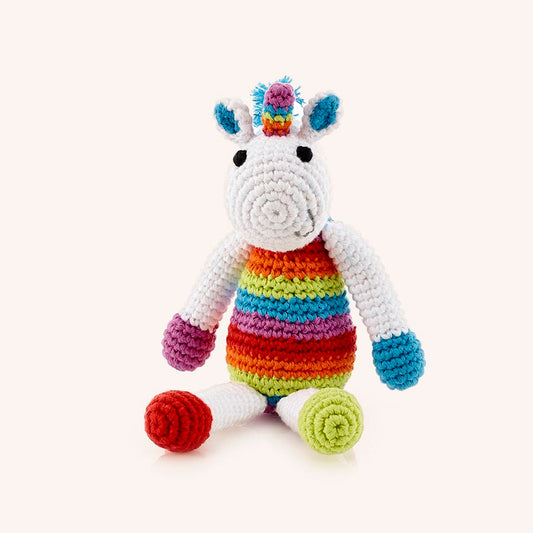 Rainbow Unicorn Rattle - Small - Chickadees Wooden Toys