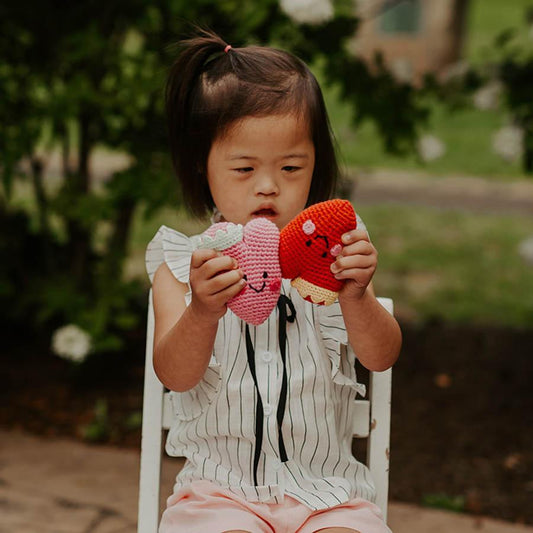 Valentine's Heart Rattle - Chickadees Wooden Toys