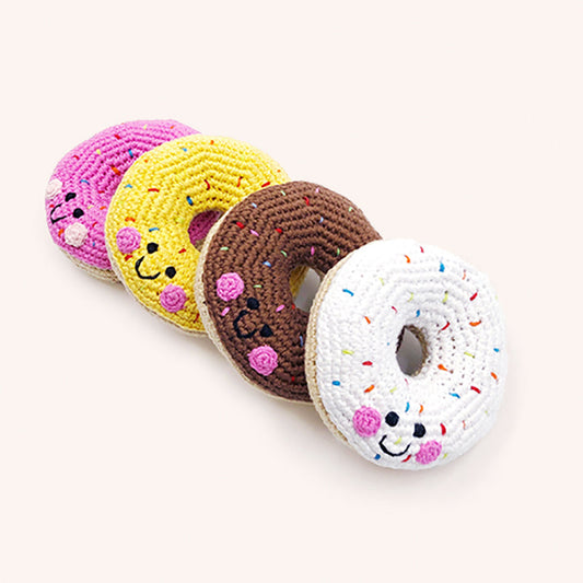 Pretend Play Food Rattle - Plush Donut - Chickadees Wooden Toys
