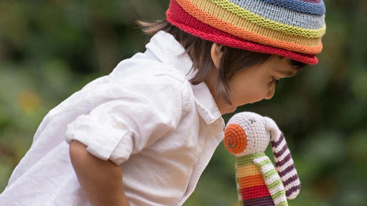 Velvety Plush Organic Rainbow Bunny - Chickadees Wooden Toys