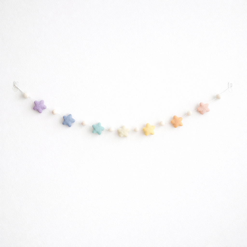 Felt Pastel Star Garland - Chickadees Wooden Toys