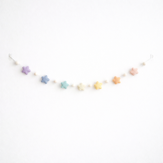 Felt Pastel Star Garland - Chickadees Wooden Toys