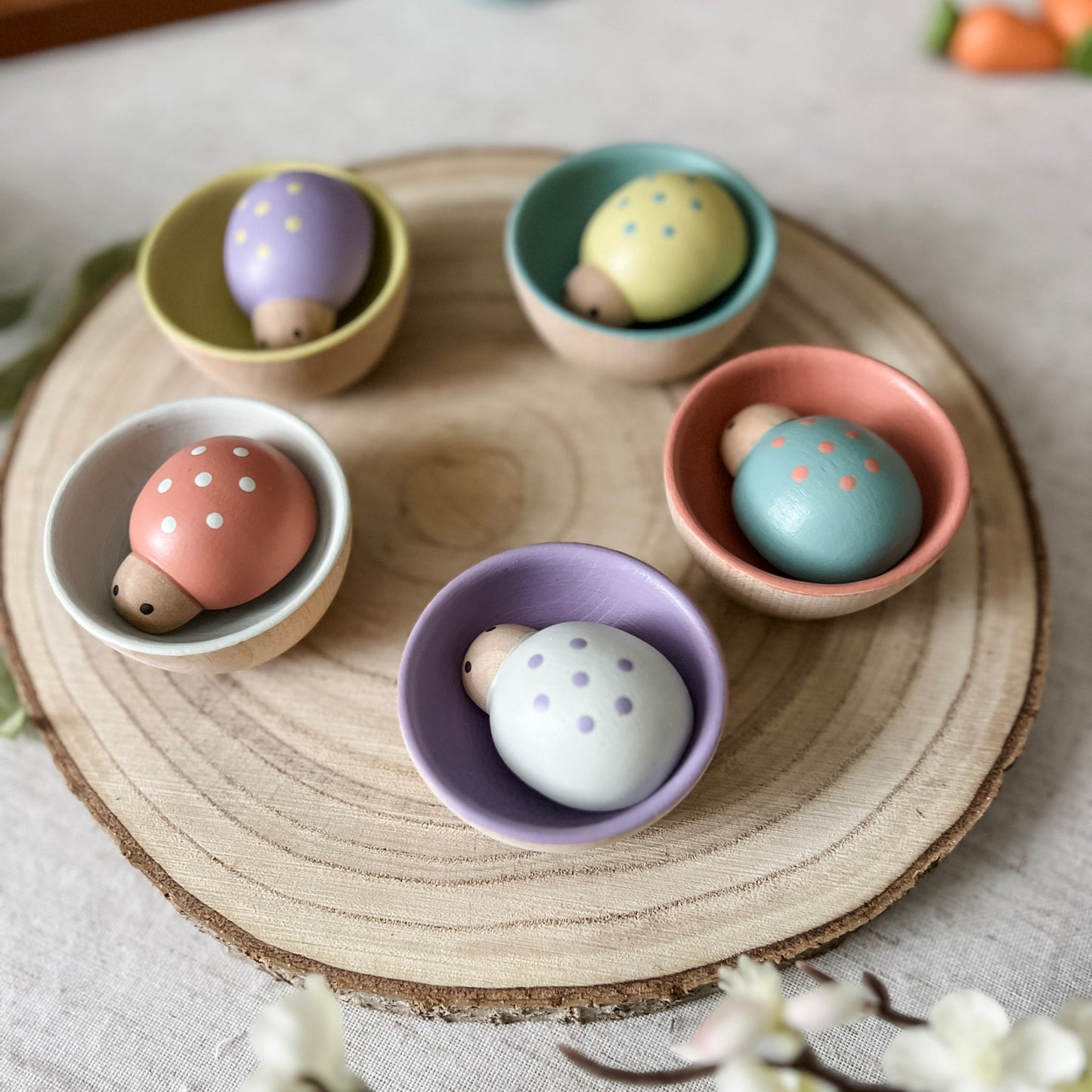 Spring Wooden Sorting Bowls