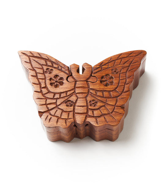Butterfly Puzzle Box - Handcrafted Sheesham Wood - Chickadees Wooden Toys