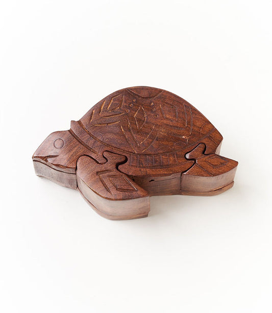 Sea Turtle Puzzle Box - Sustainably Sourced Hand Carved Wood - Chickadees Wooden Toys