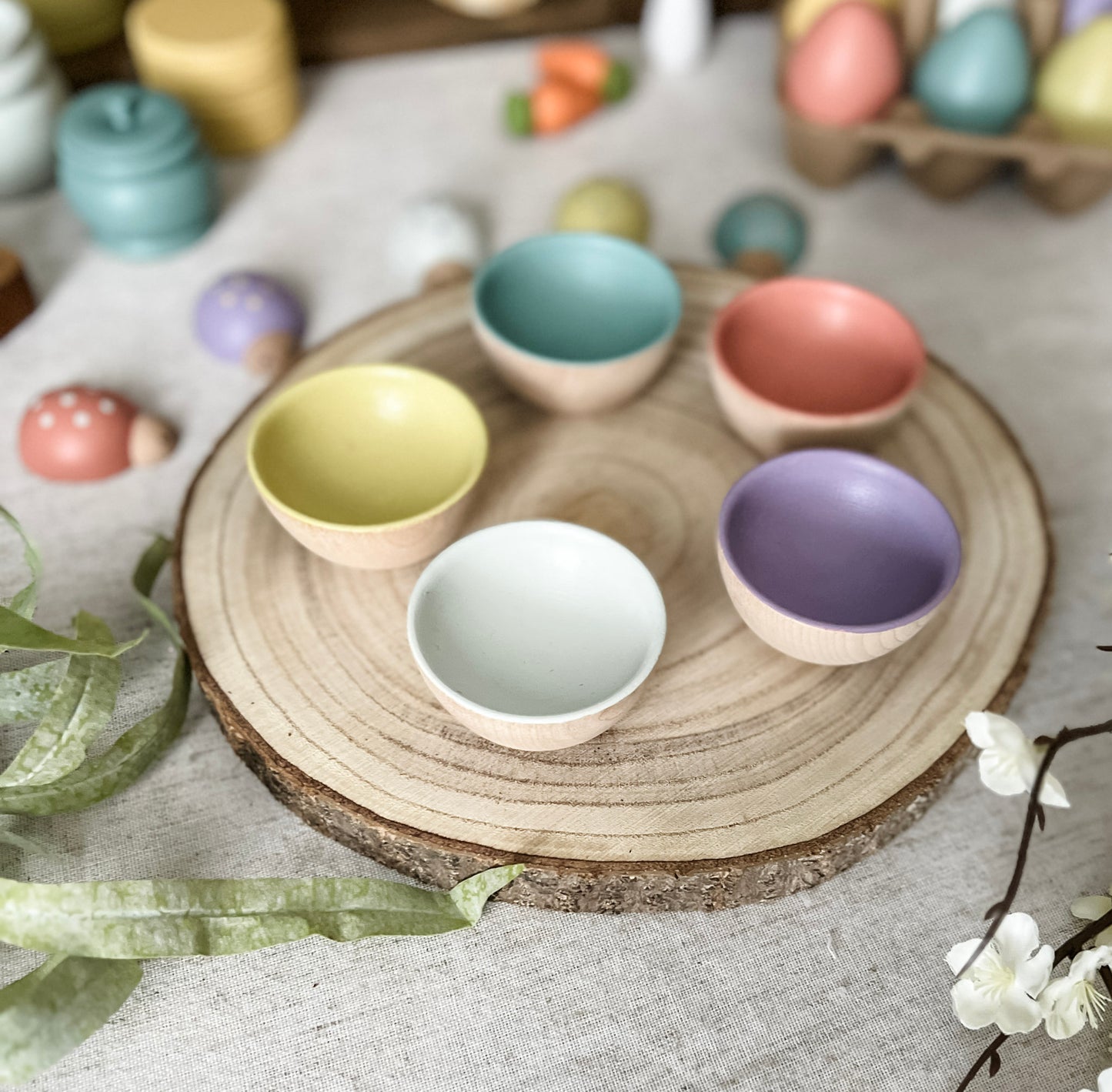 Spring Wooden Sorting Bowls