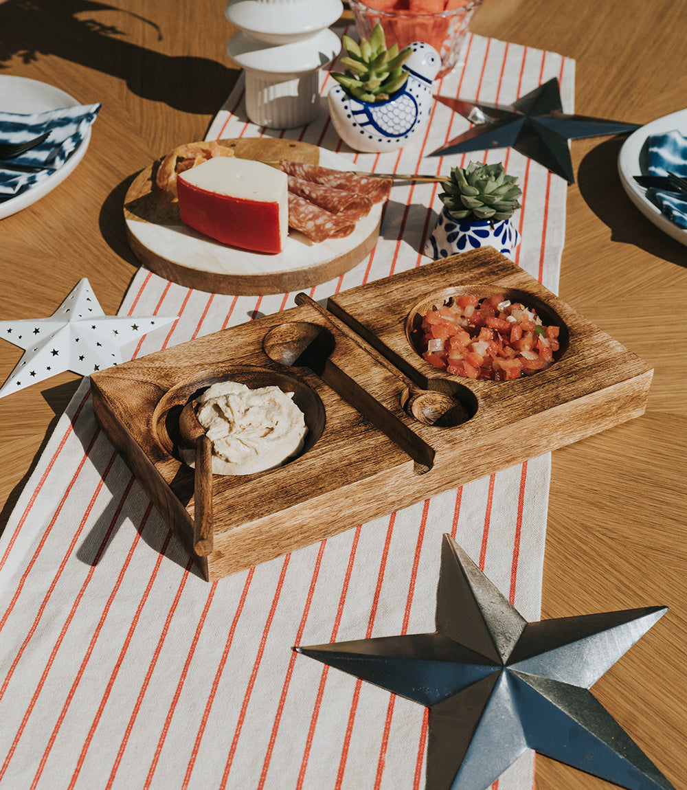 Wooden Serving Tray with Spoons - Fair Trade