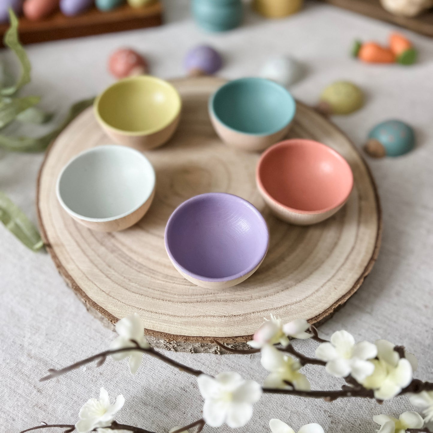 Spring Wooden Sorting Bowls