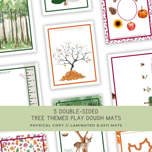 5 Double-sided Tree Themed Play Dough Mats - Physical Product