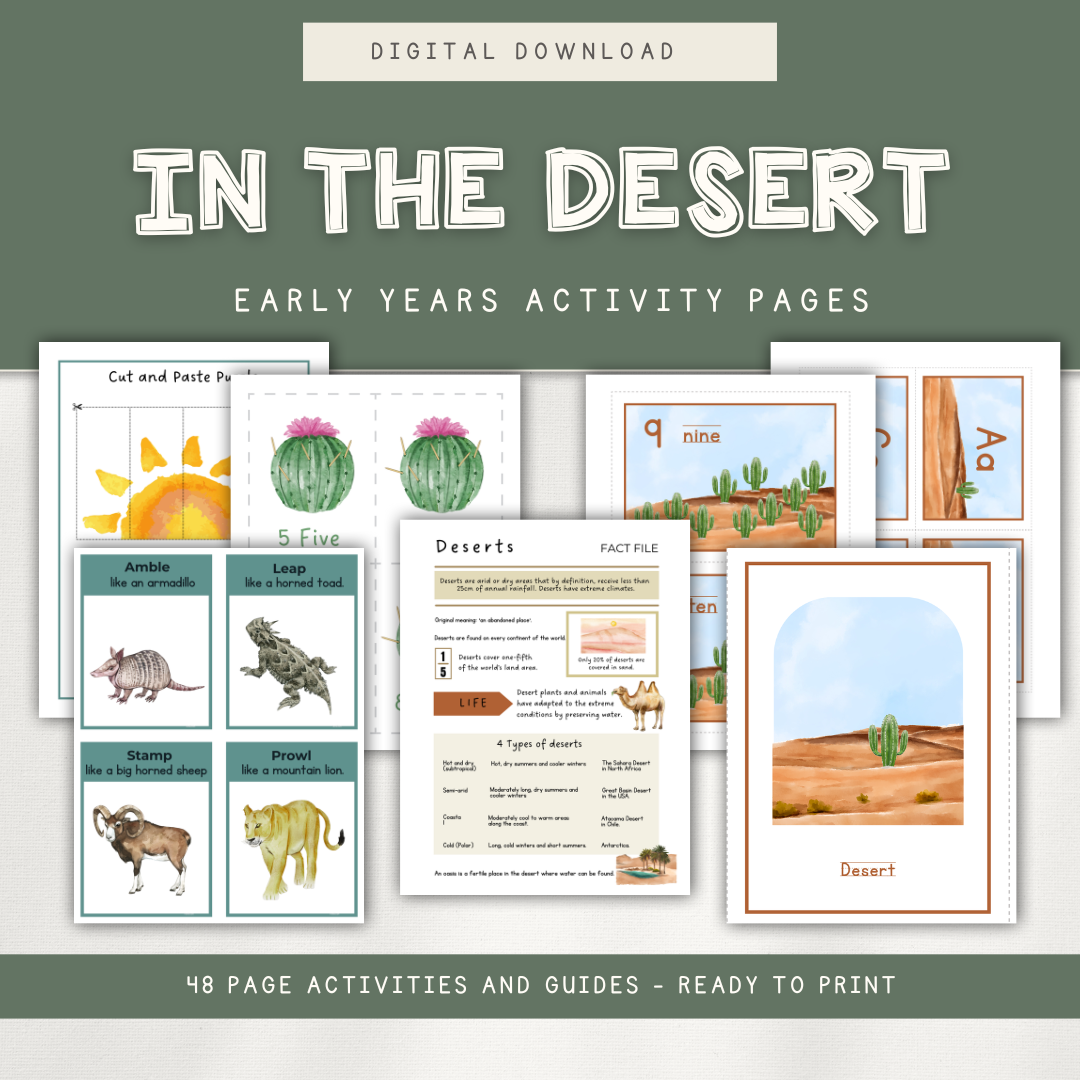In the Desert Themed Activity Pages - Digital Download