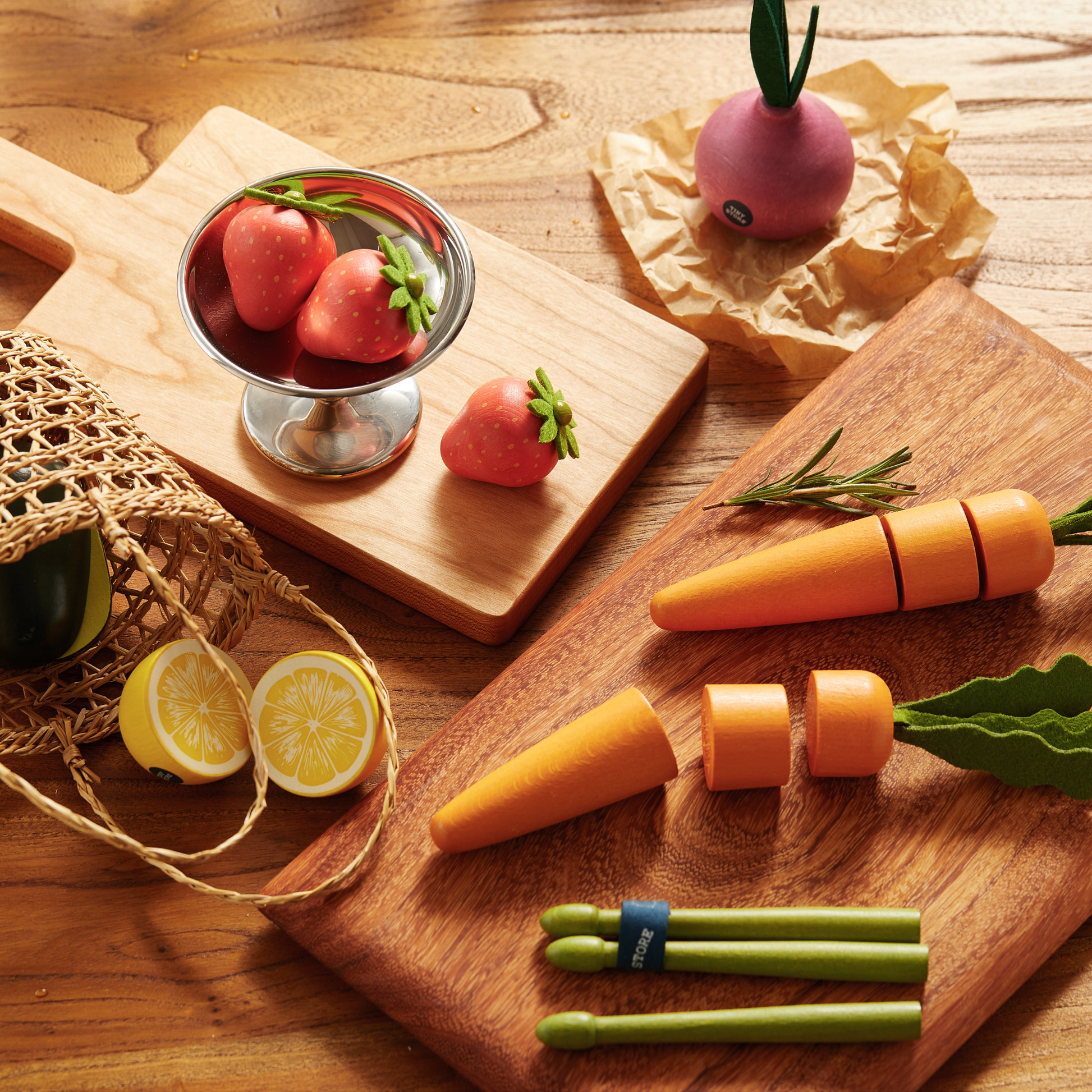 Tiny Land® Organic Fruit & Veggie Pack - Chickadees Wooden Toys