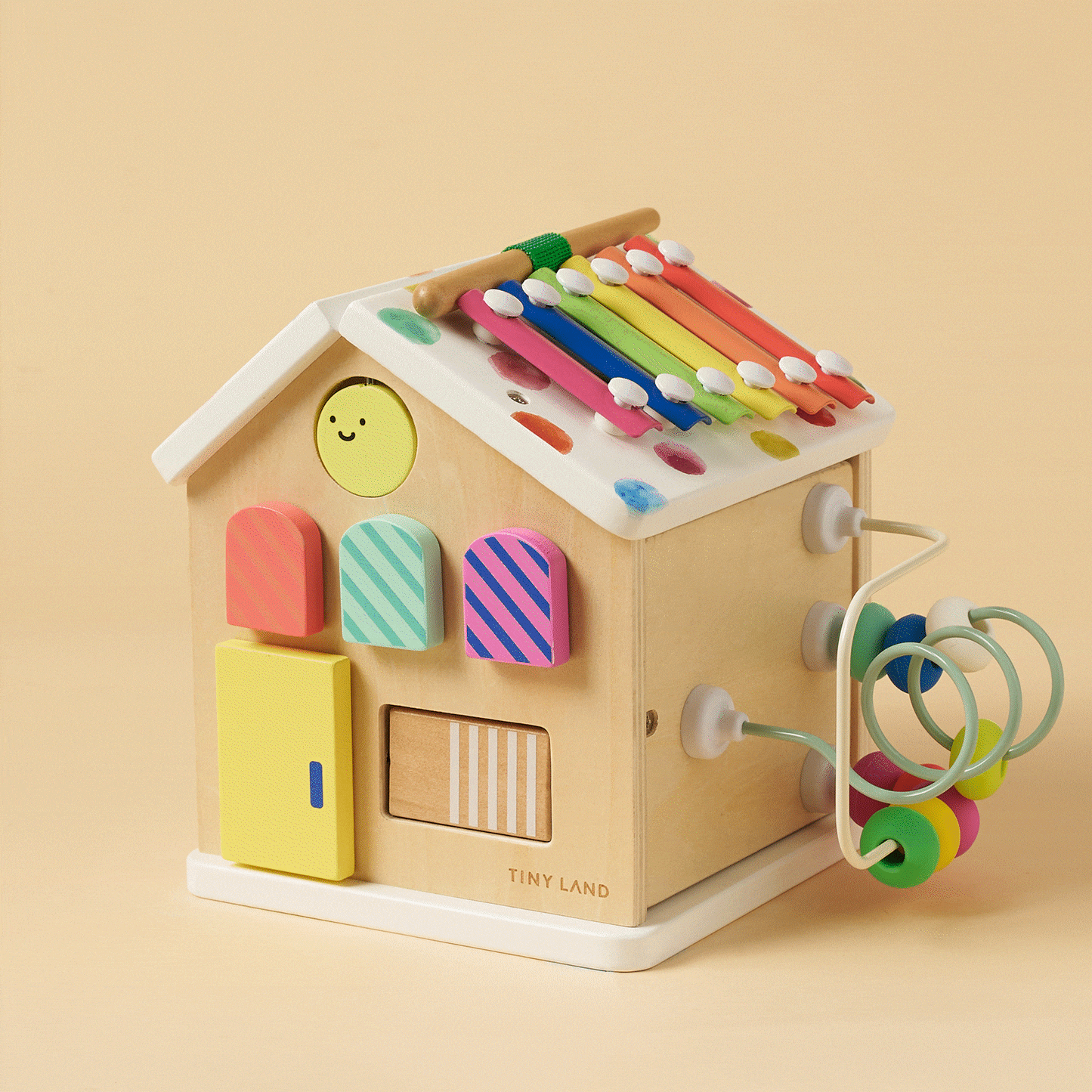 Tiny Land® Cottage Activity Cube - Rainbow - Chickadees Wooden Toys
