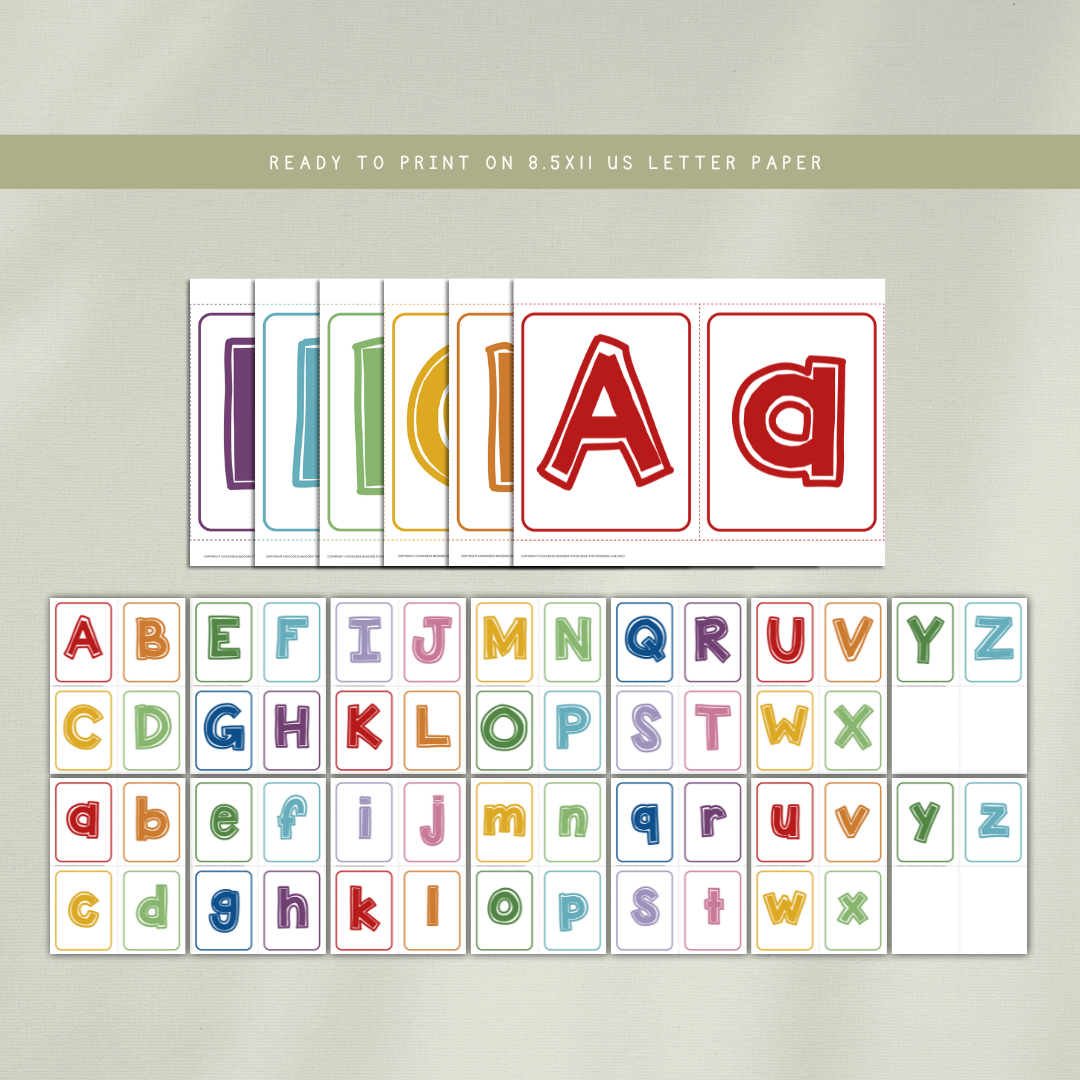 Rainbow Alphabet Flashcards - DIGITAL DOWNLOAD - Chickadees Wooden Toys