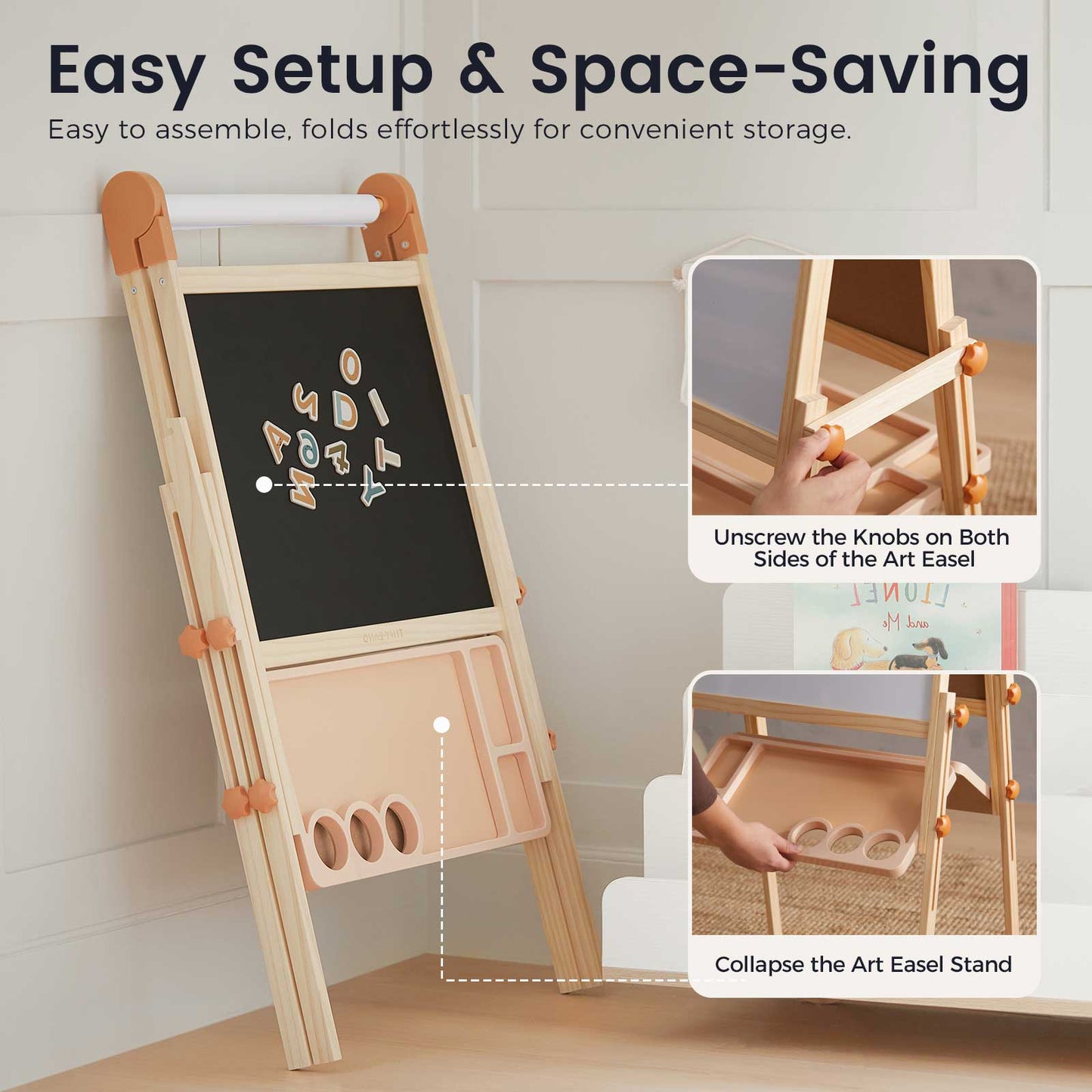 Tiny Land® Magnitales Easel for Kids - Chickadees Wooden Toys