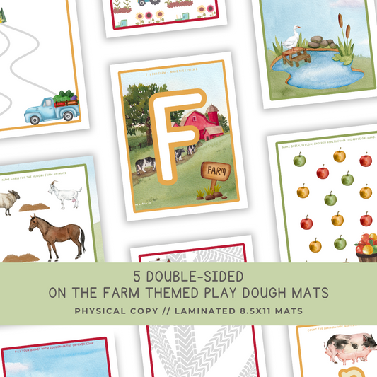 5 Double-sided On the Farm Play Dough Mats - Physical Product
