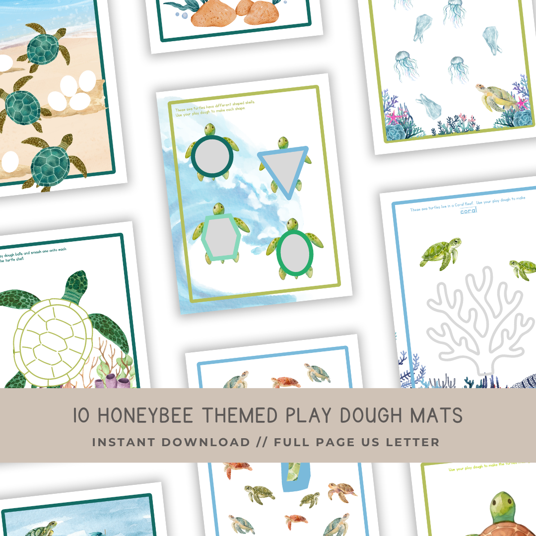 10 SEA TURTLE Themed Play Dough Mats - Digital Download