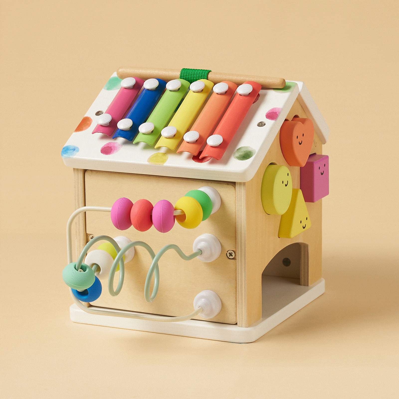 Tiny Land® Cottage Activity Cube - Rainbow - Chickadees Wooden Toys