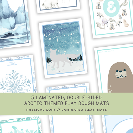 5 Double-sided Arctic Animal Play Dough Mats - Physical Product