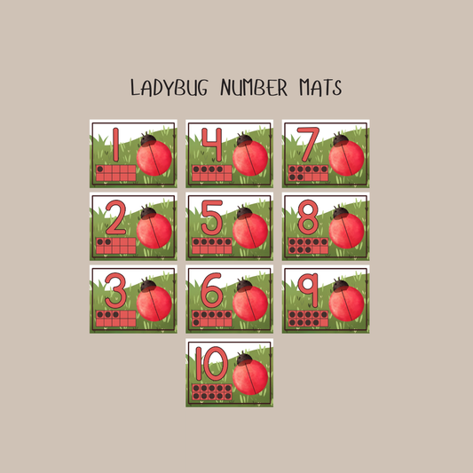 Ladybug Number Mats - Digital Download - Chickadees Wooden Toys