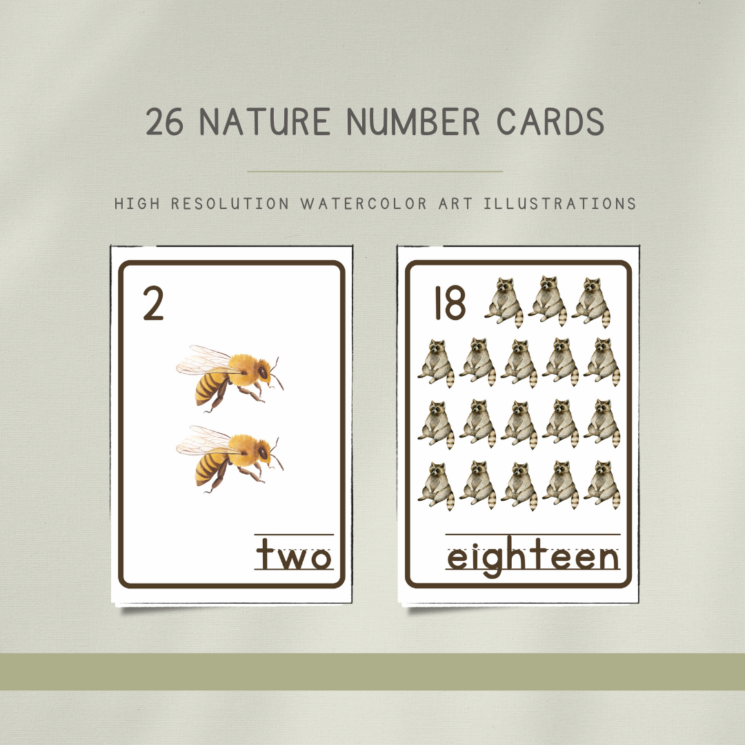 Nature Number Flashcards - DIGITAL DOWNLOAD - Chickadees Wooden Toys