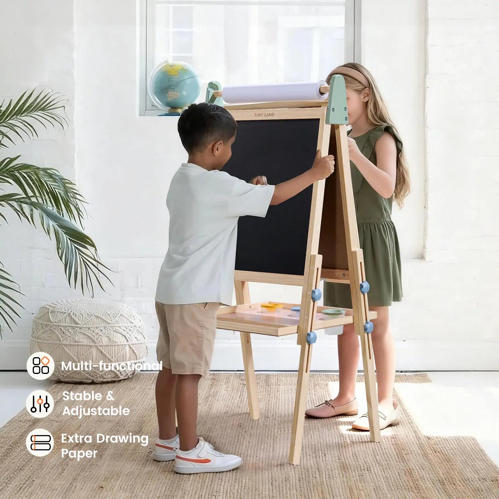 Tiny Land® 3-in-1 Art Easel for Kids - Chickadees Wooden Toys
