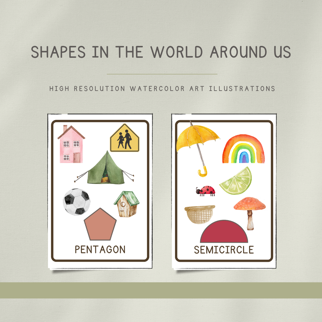 Shapes in the World Around Us Flashcards - DIGITAL DOWNLOAD - Chickadees Wooden Toys