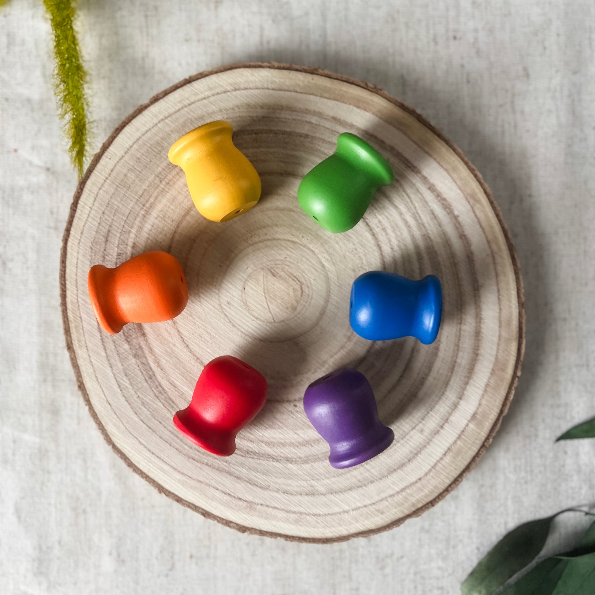 Set of 6 Rainbow Pots - Chickadees Wooden Toys