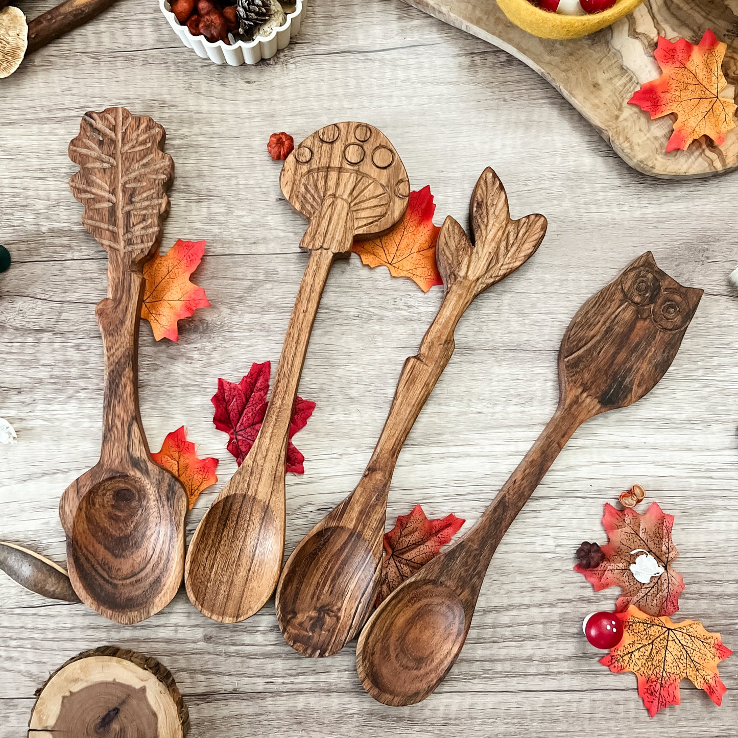 Large Acacia Wood Woodland Spoons