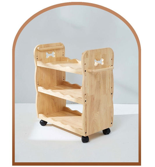 Mesasilla Solid Wood Trolley with 3 Tiers and Lockable Casters