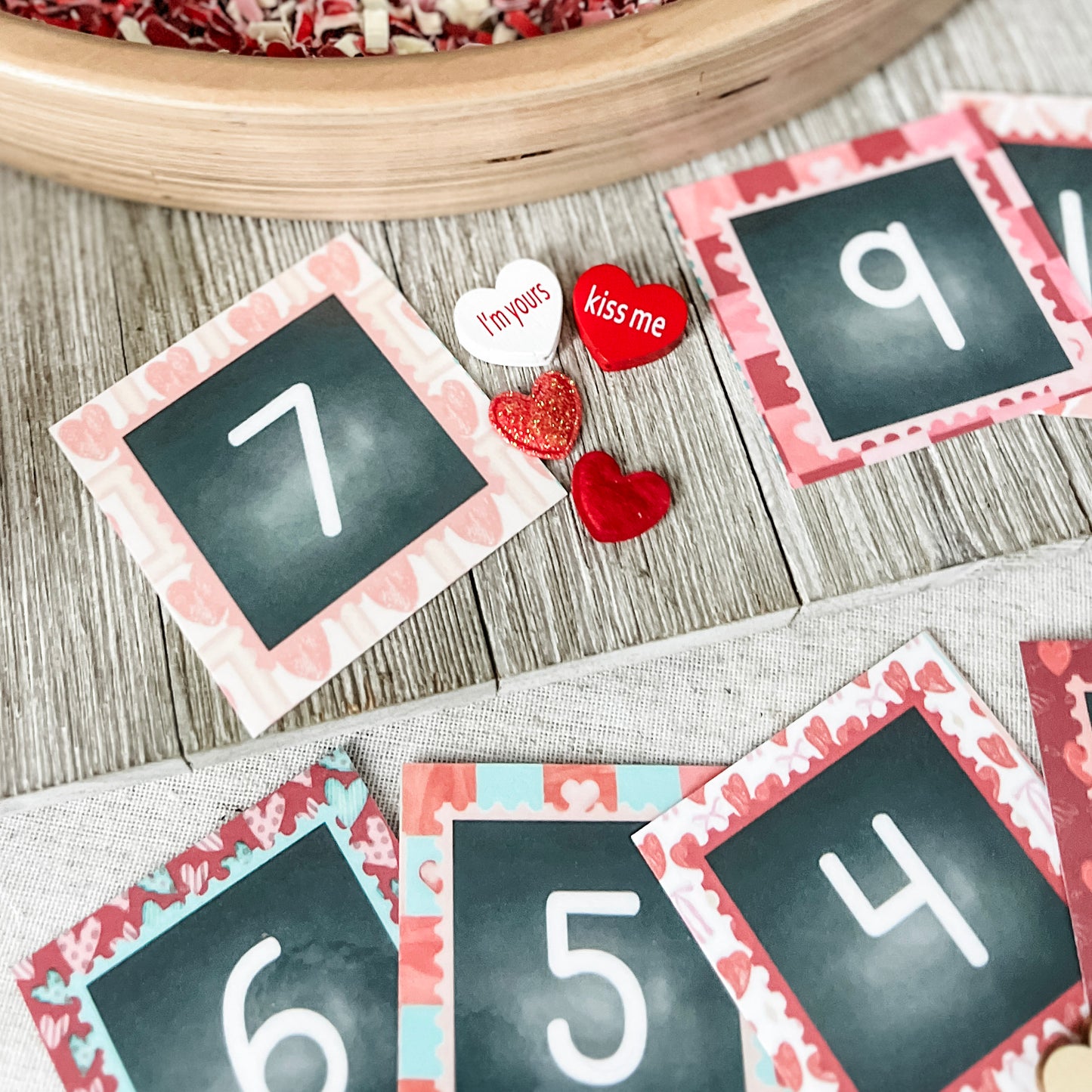 Counting Hearts Sensory Bin