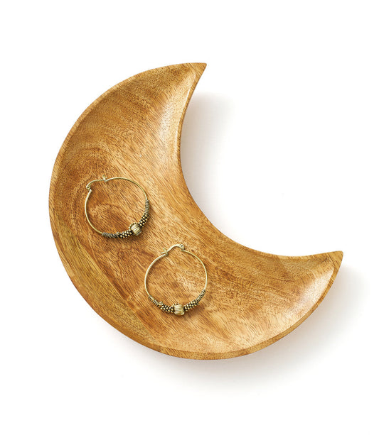 Indukala Crescent Moon Catch-all Tray - Mango Wood - Chickadees Wooden Toys