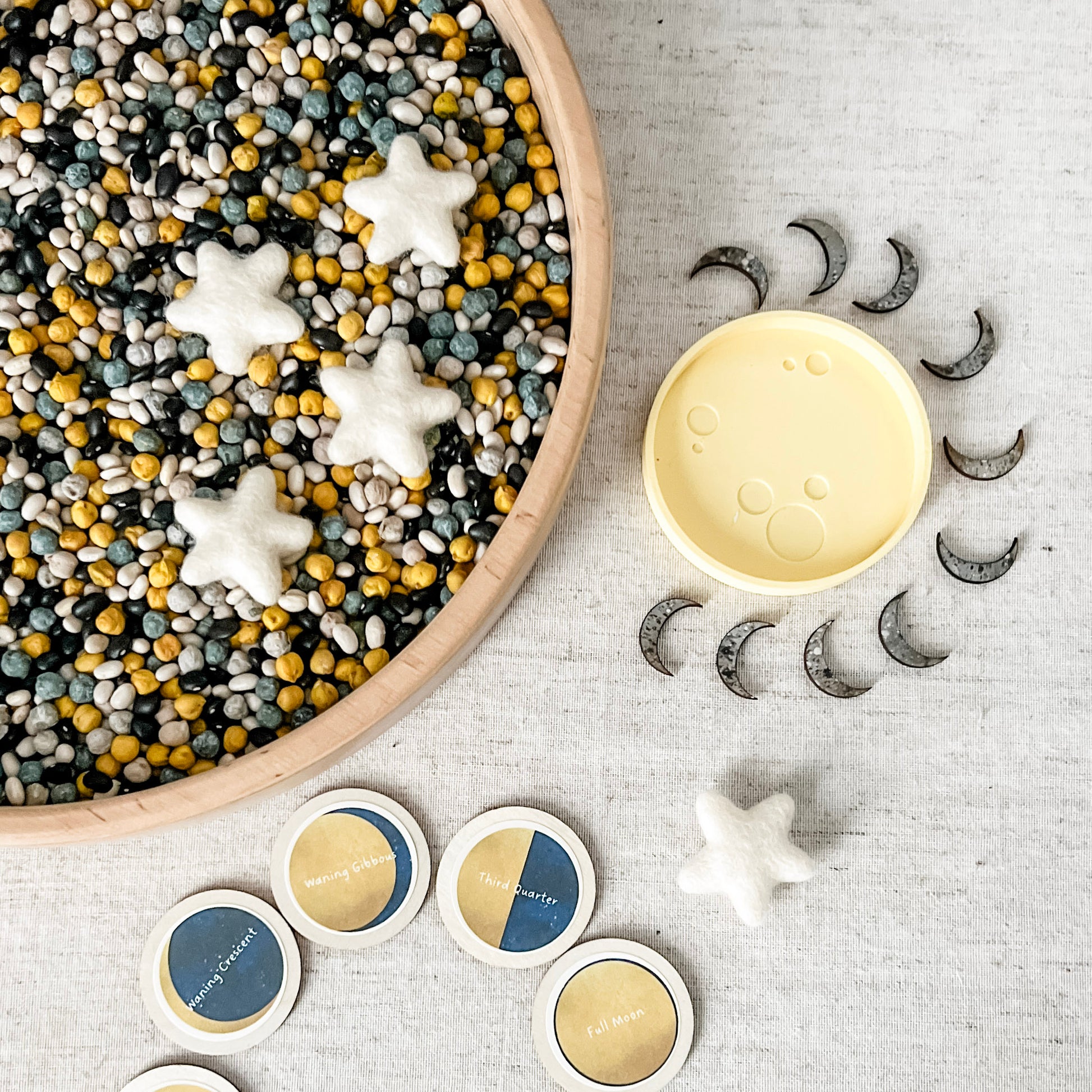 Moon Phase Sensory Bin - Mini - Chickadees Wooden Toys