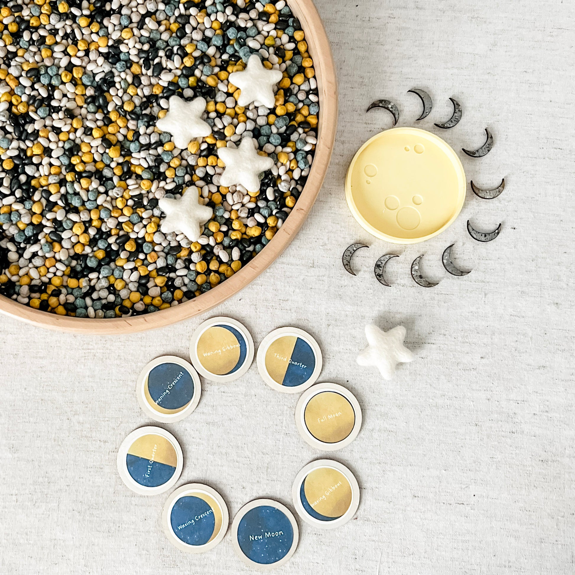 Moon Phase Sensory Bin - Mini - Chickadees Wooden Toys