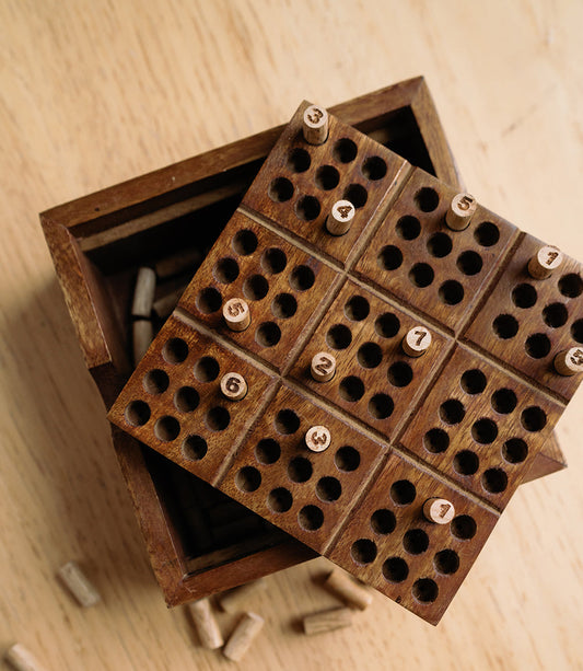Sudoku Wooden Peg Game - Hand Carved Wood - Chickadees Wooden Toys