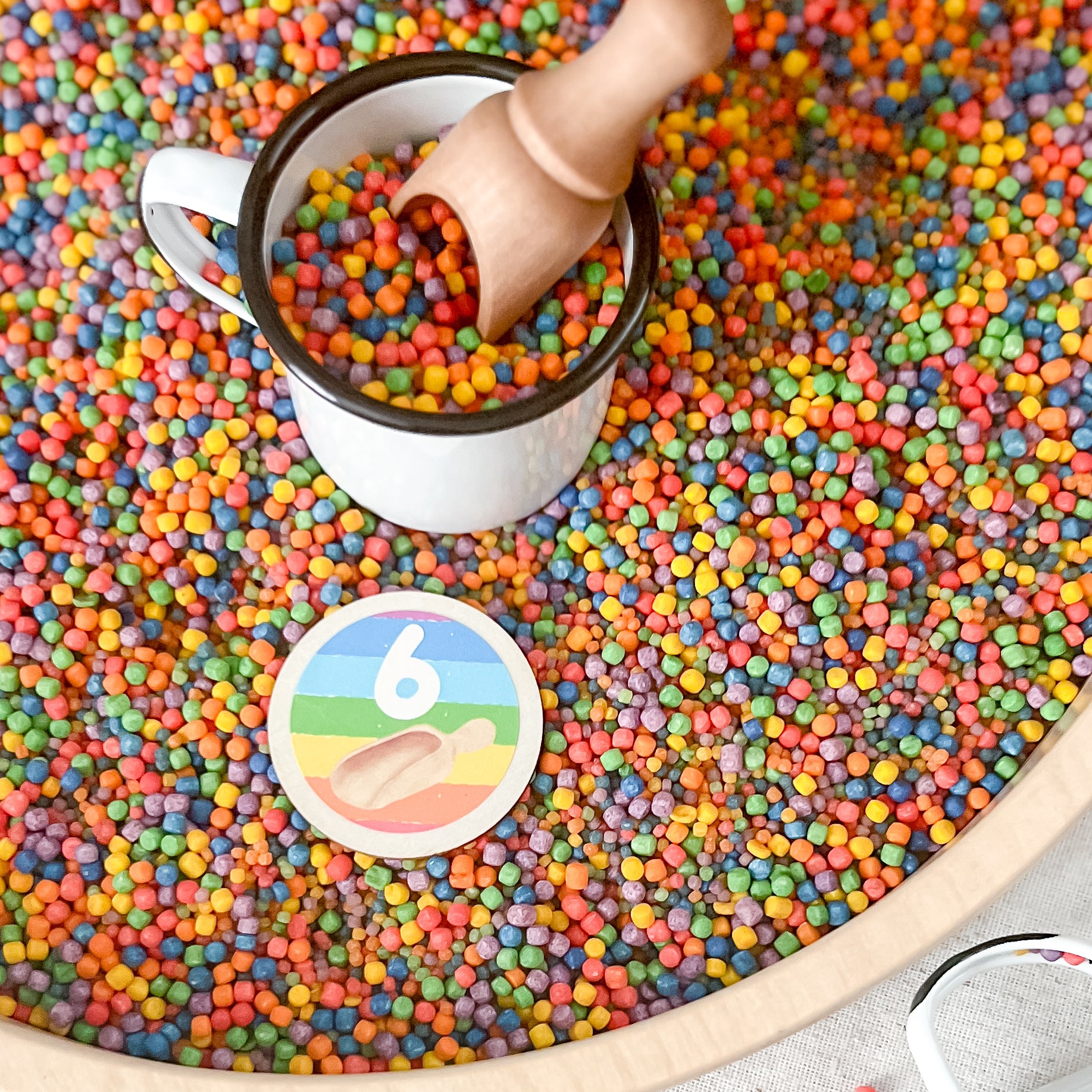 Rainbow Punch Sensory Bucket - Chickadees Wooden Toys