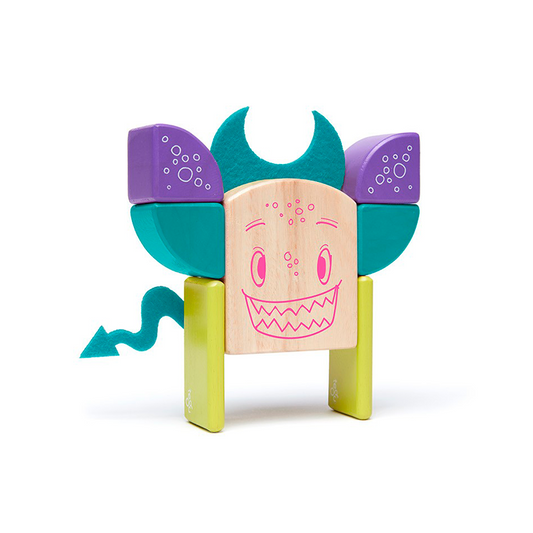 Pip <br>Magnetic Wooden Blocks <br>Sticky Monsters, 8 pieces - Chickadees Wooden Toys