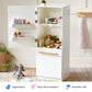 Tiny Land® Play Kitchen Accessories – Play Kitchen Fridge: Wooden Cabinet Refrigerator for Kids
