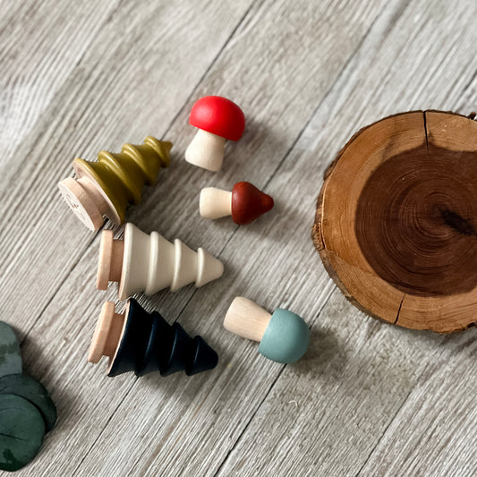 Winter Cheer Trees and Mushrooms - Chickadees Wooden Toys