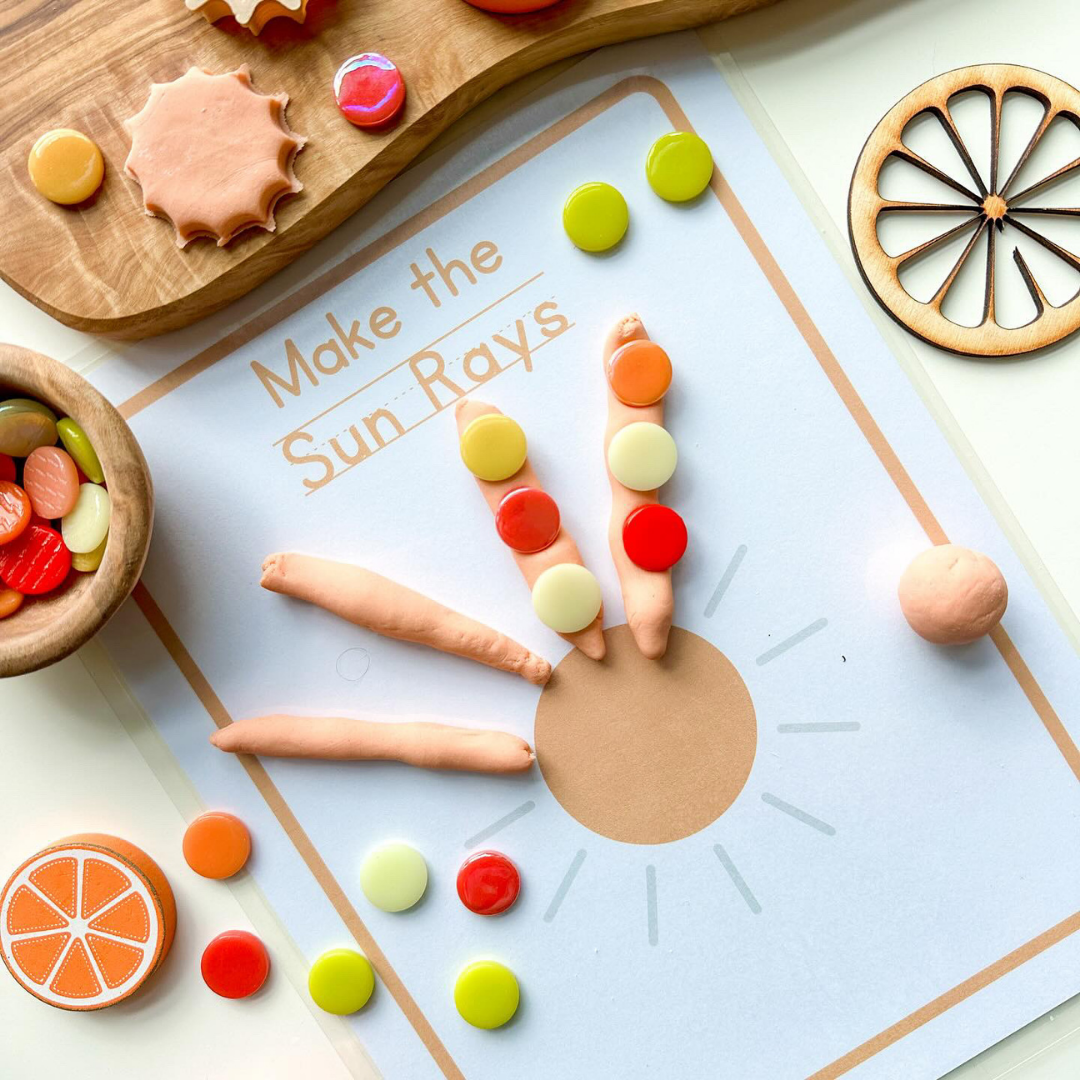 5 Double-sided Citrus Play Dough Mats - Physical Product