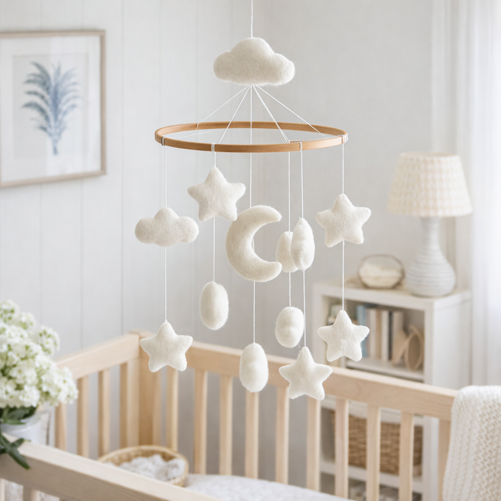 Moon & Stars Baby Mobile - Chickadees Wooden Toys
