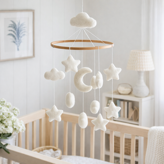 Moon & Stars Baby Mobile - Chickadees Wooden Toys