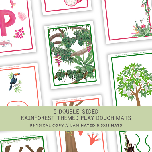 5 Double-sided Rainforest Play Dough Mats - Physical Product