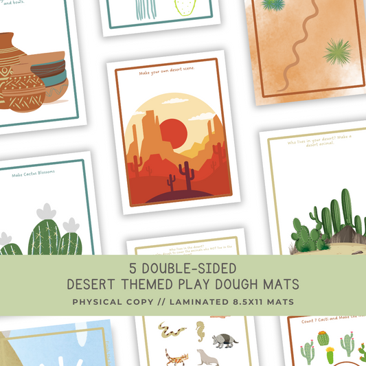 5 Double-sided Desert Play Dough Mats - Physical Product - Chickadees Wooden Toys